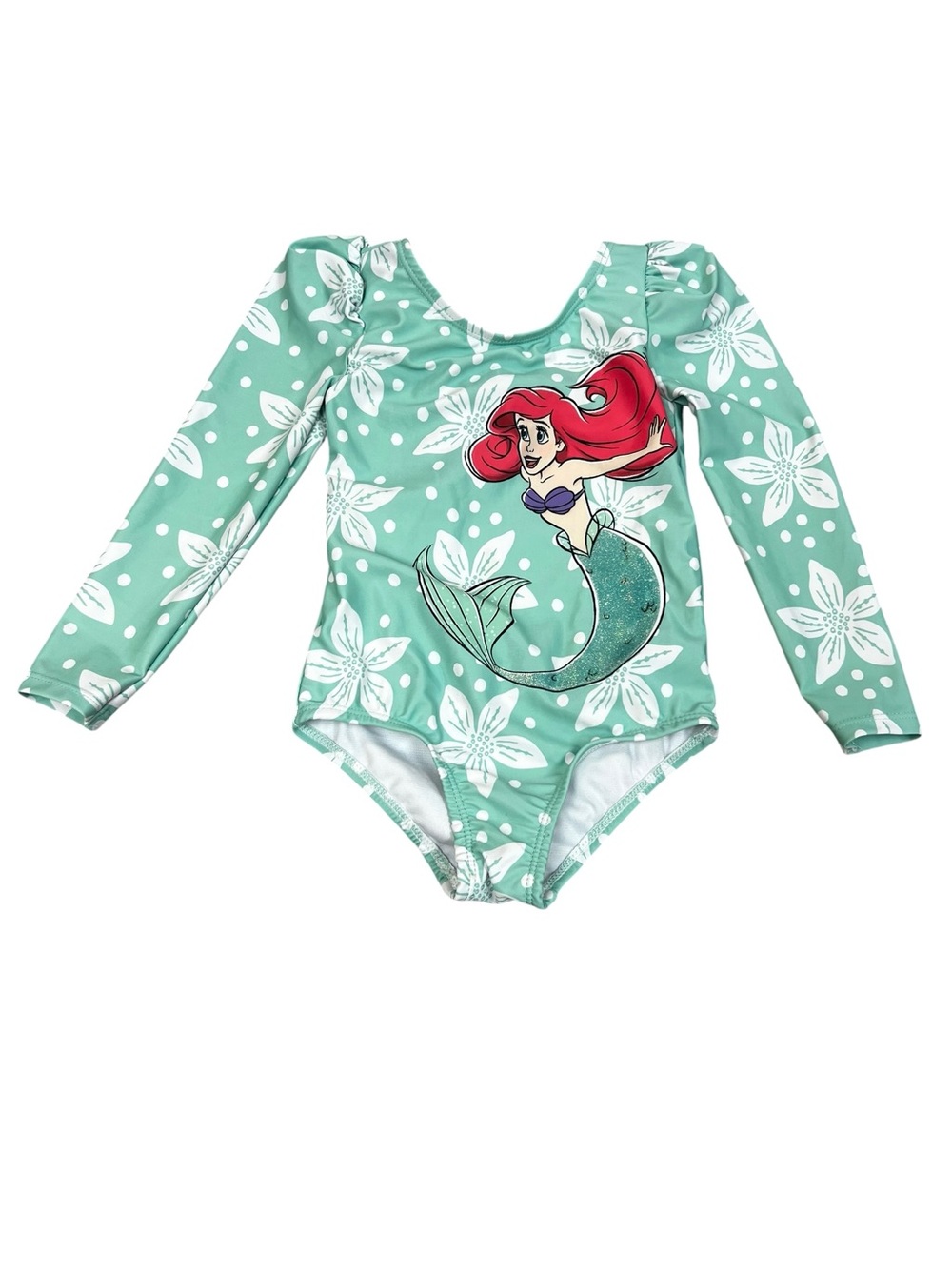 Disney Little Mermaid Long Sleeve Swimsuit Toddler Girls' Swimwear Size 3T Beach
